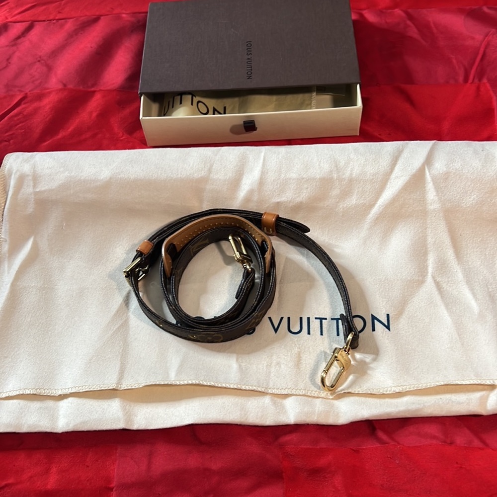 Authentic Louis Vuitton Monogram Shoulder Strap Brown 39.6-46.7 ONLY STRAP & BOX - Picture 4 of 8